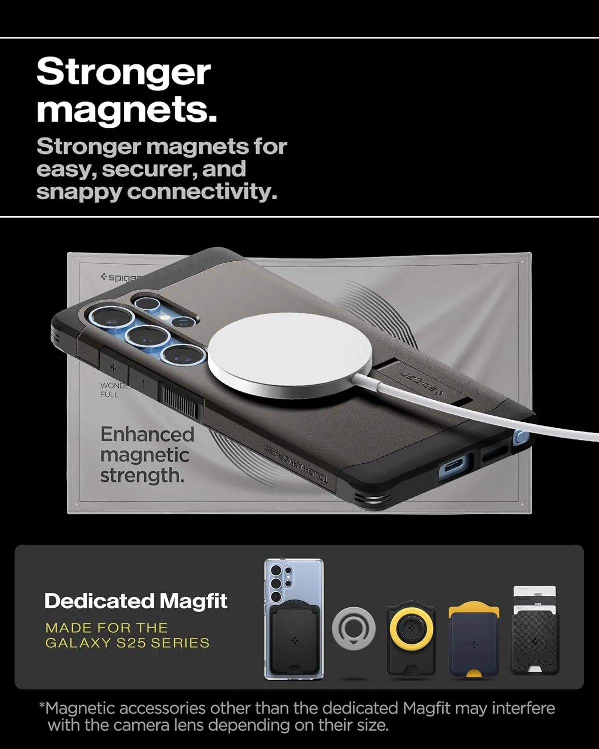 Spigen Tough Armor (Ai) MagFit Designed for Galaxy S25 Ultra Case [Kickstand] [Fast Wireless Charging] (2025) - Gunmetal