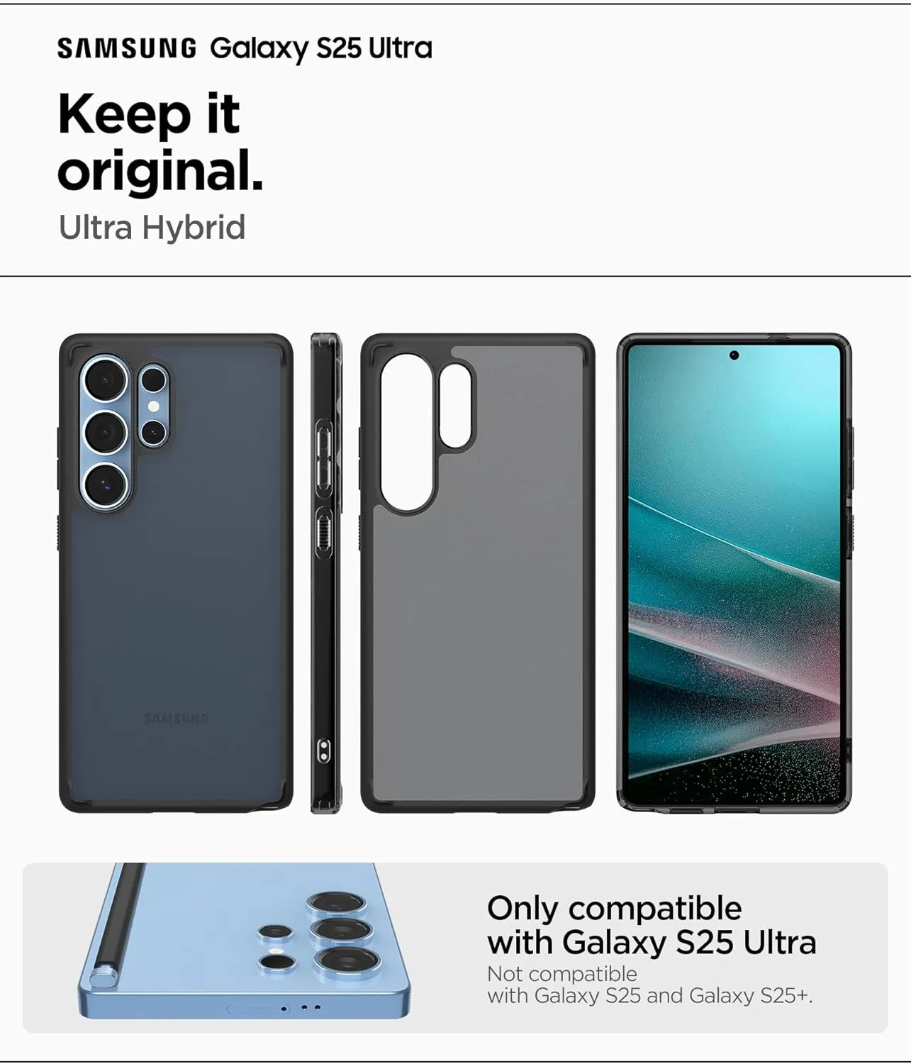 Spigen Ultra Hybrid Designed for Galaxy S25 Ultra Case (2025) [Anti-Yellowing], [Military-Grade Protection] - Frost Black
