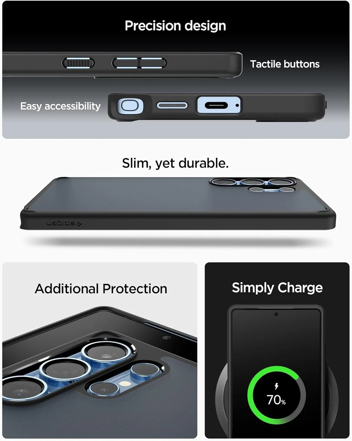 Spigen Ultra Hybrid Designed for Galaxy S25 Ultra Case (2025) [Anti-Yellowing], [Military-Grade Protection] - Frost Black