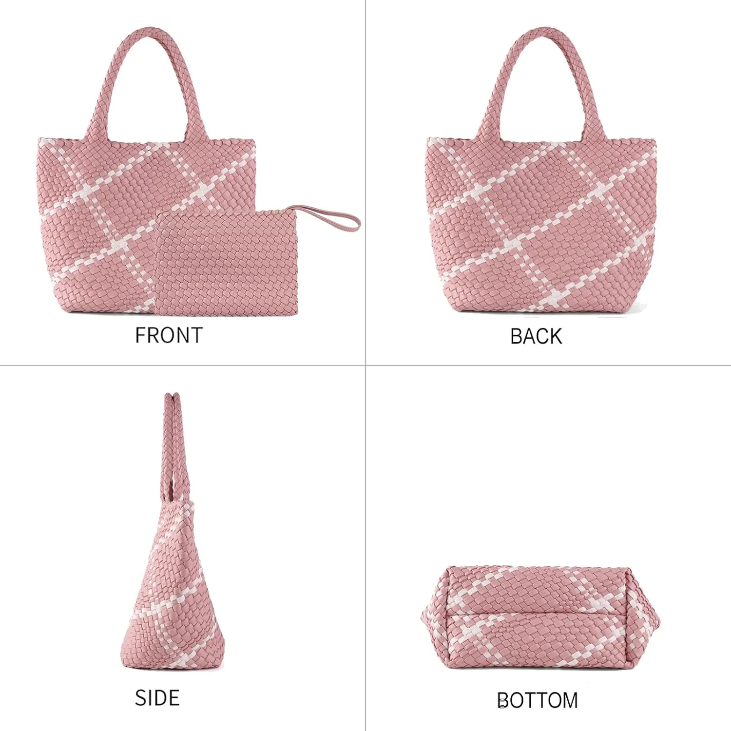 SporGenius Woven Tote Beach Bag with Small Handmade Purse, Large Summer Travel Handbags and Purses
