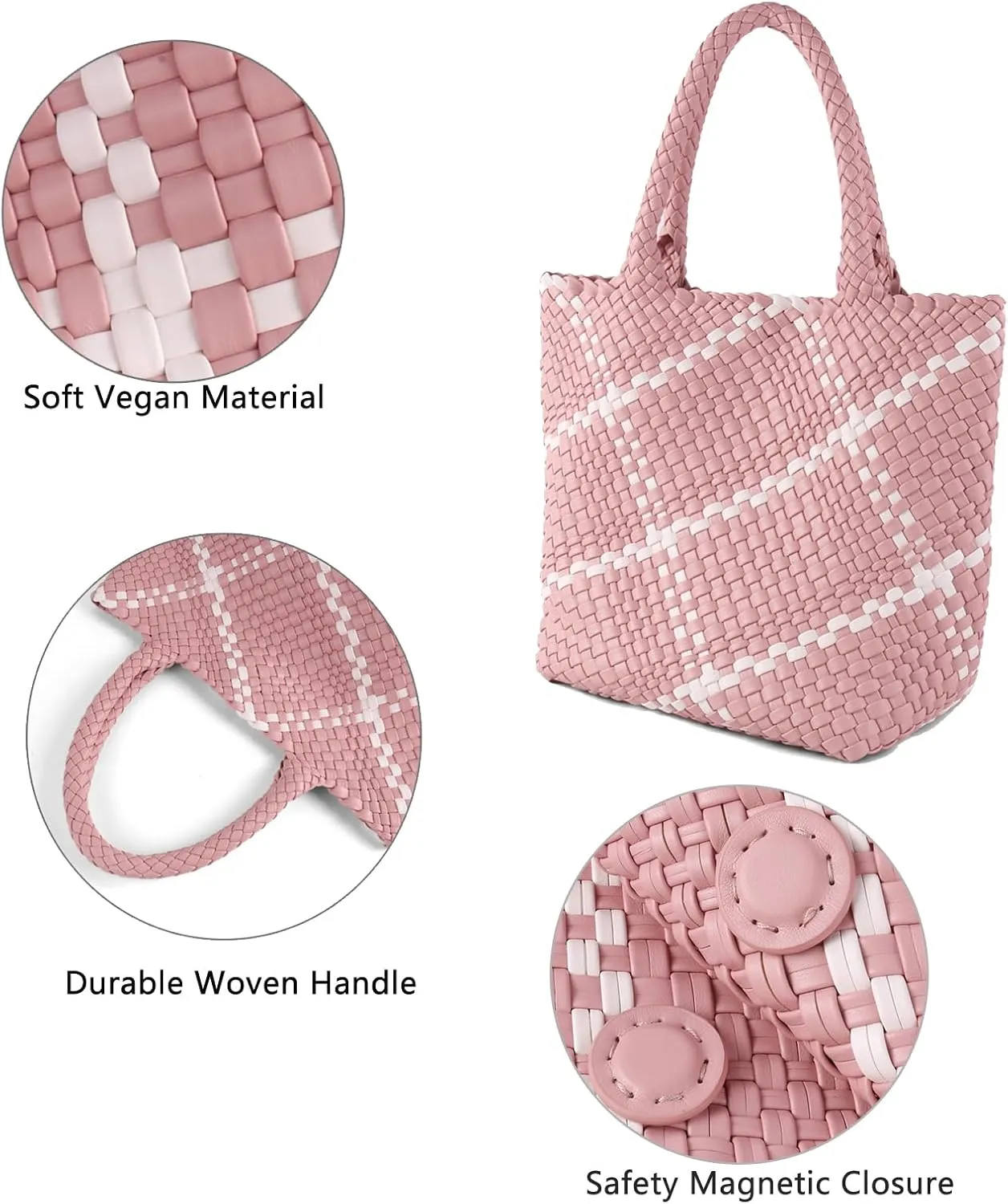 SporGenius Woven Tote Beach Bag with Small Handmade Purse, Large Summer Travel Handbags and Purses