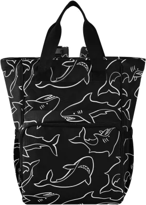 SPRIPORT Sharks Diaper Bag Backpack for Baby Boys Girls Multifunction Travel Tote with Stroller Straps & Bottle Storage Maternity Travel Bag for Traveling Shopping Hiking Moms Dads