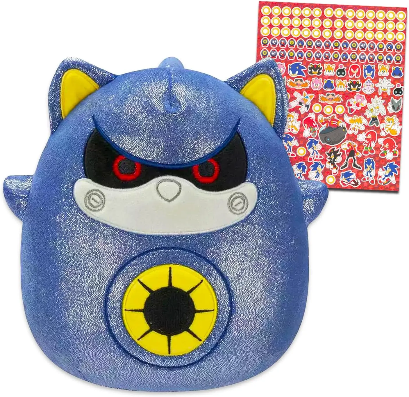 Squishmallow Official Sonic the Hedgehog Plush Toy - Bundle with Metal Sonic 8" Squishmallow Plus Stickers | Sega Plush Toys