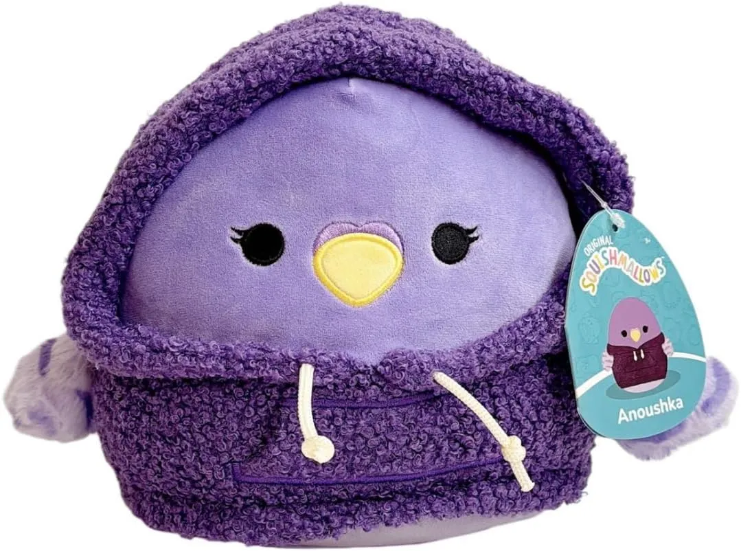 Squishmallows Original 8-Inch Christmas 2024 Hoodie Squad Plush- Official Jazwares Stuffed Animal Toy - Add to Your Squad - Gift for Kids, Girls & Boys (Anoushka The Parakeet)