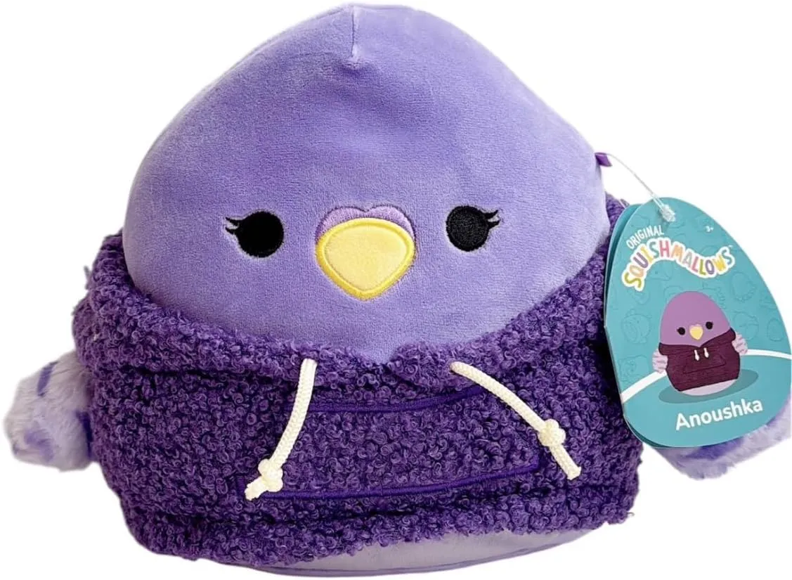 Squishmallows Original 8-Inch Christmas 2024 Hoodie Squad Plush- Official Jazwares Stuffed Animal Toy - Add to Your Squad - Gift for Kids, Girls & Boys (Anoushka The Parakeet)