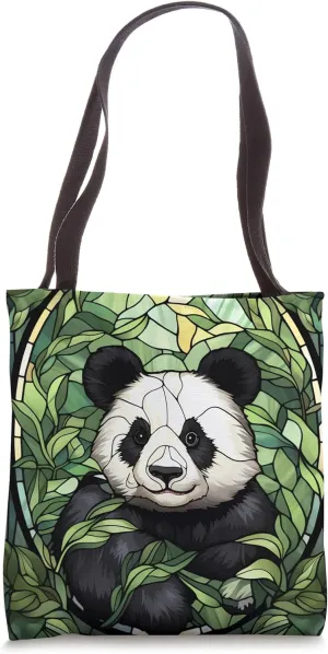 Stained Glass Chronicles of Panda Wonders Tote Bag