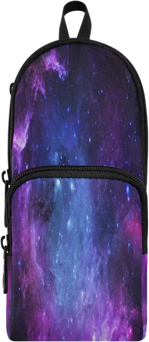 Standing Pencil Case Pen Holder Pen Bag Pouch Makeup Cosmetics Bag Universe Galaxy Nebula Space for School