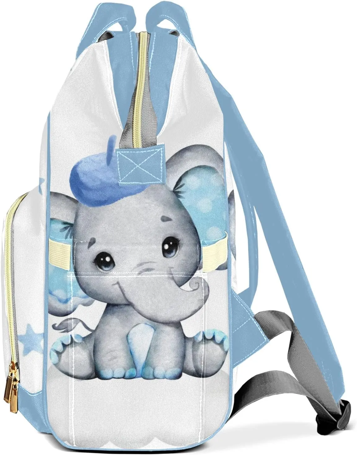 Star Elephant Blue Personalized Diaper Bags Waterproof Backpack Shoulder Daypack for Mother's Day Gifts