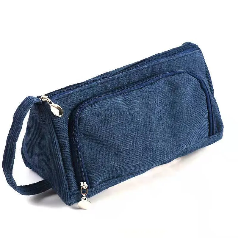 Stationary Pen Storage Bag Pen Pencil Bag Multi Layer Large Capacity Cosmetic Travel Storage Bag Simple Plaid Pencil Case