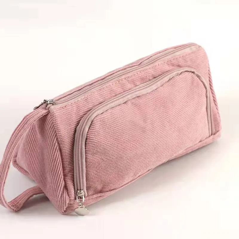 Stationary Pen Storage Bag Pen Pencil Bag Multi Layer Large Capacity Cosmetic Travel Storage Bag Simple Plaid Pencil Case