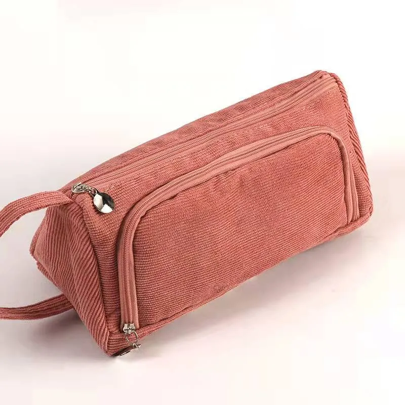 Stationary Pen Storage Bag Pen Pencil Bag Multi Layer Large Capacity Cosmetic Travel Storage Bag Simple Plaid Pencil Case