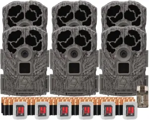 Stealth Cam Browtine 18MP Digital Trail Camera Combo with SD Card and Batteries Bundle with Focus Card Reader (6 Pack)
