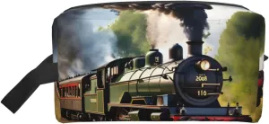 Steam Little Train Print Large Capacity Zippered Storage Bag Travel Cosmetic Organizer for Toiletries Makeup
