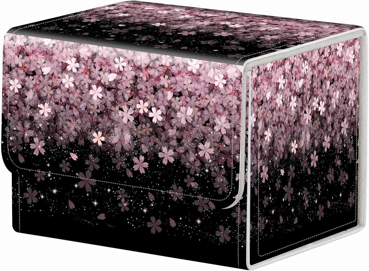 Strong Magnet Card Case Deck Box Mtg Card Box Playing Card Box Magic Deck Box Tcg Up to 200 Cards Creative Pattern Trading Card Storage Box for Collectible Card Games, Pink Cherry Blossom