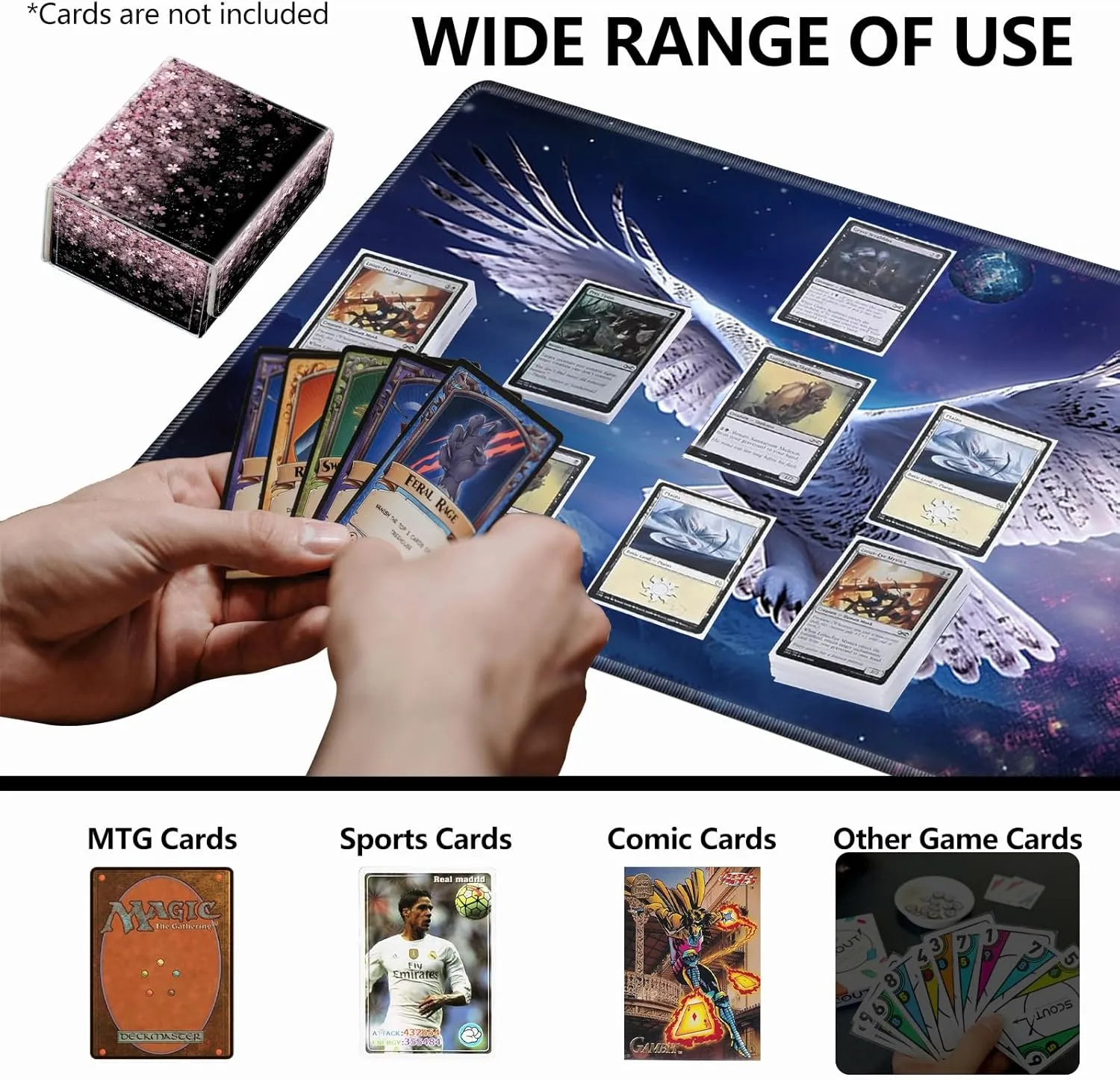Strong Magnet Card Case Deck Box Mtg Card Box Playing Card Box Magic Deck Box Tcg Up to 200 Cards Creative Pattern Trading Card Storage Box for Collectible Card Games, Pink Cherry Blossom