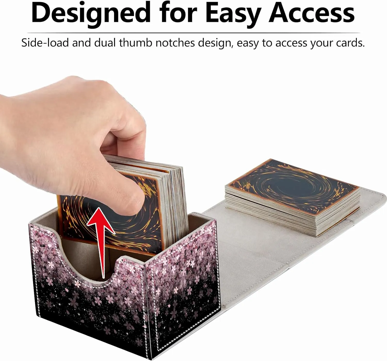 Strong Magnet Card Case Deck Box Mtg Card Box Playing Card Box Magic Deck Box Tcg Up to 200 Cards Creative Pattern Trading Card Storage Box for Collectible Card Games, Pink Cherry Blossom