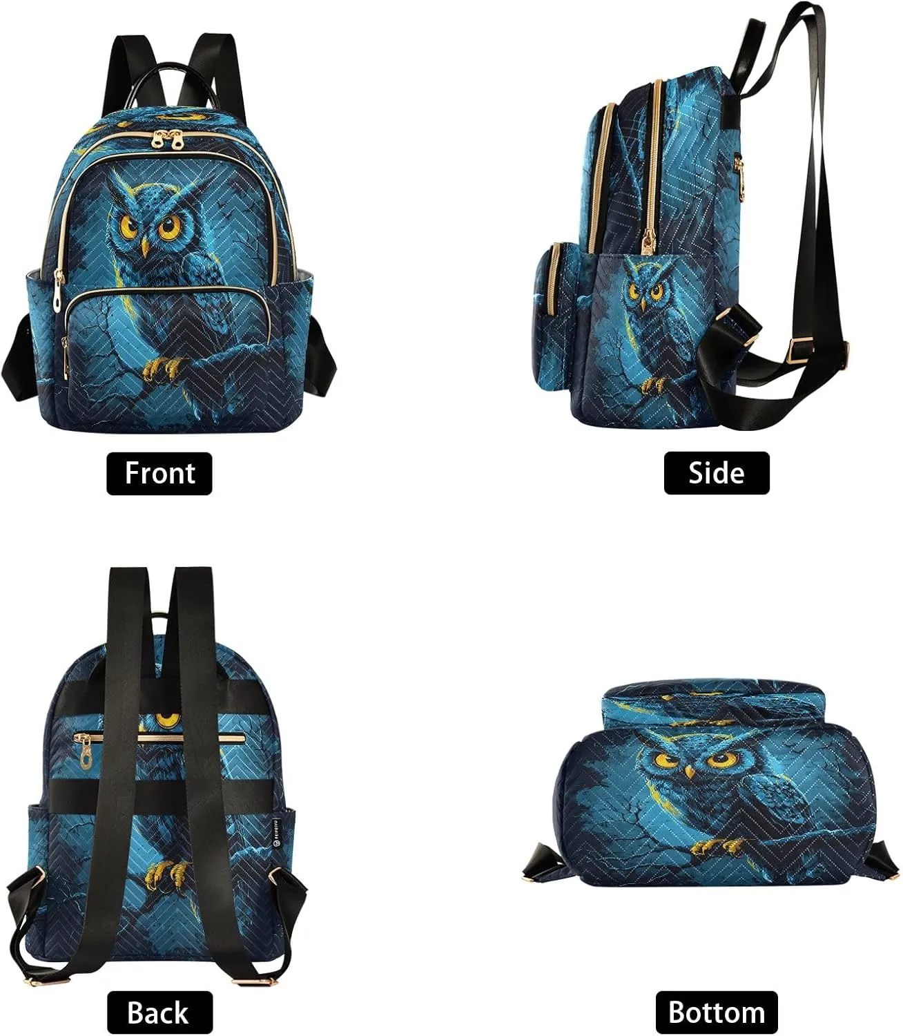 SUABO Fierce-looking Owl Backpack Purse Ladies Rucksack Travel Shoulder Bag Casual Daily Backpack