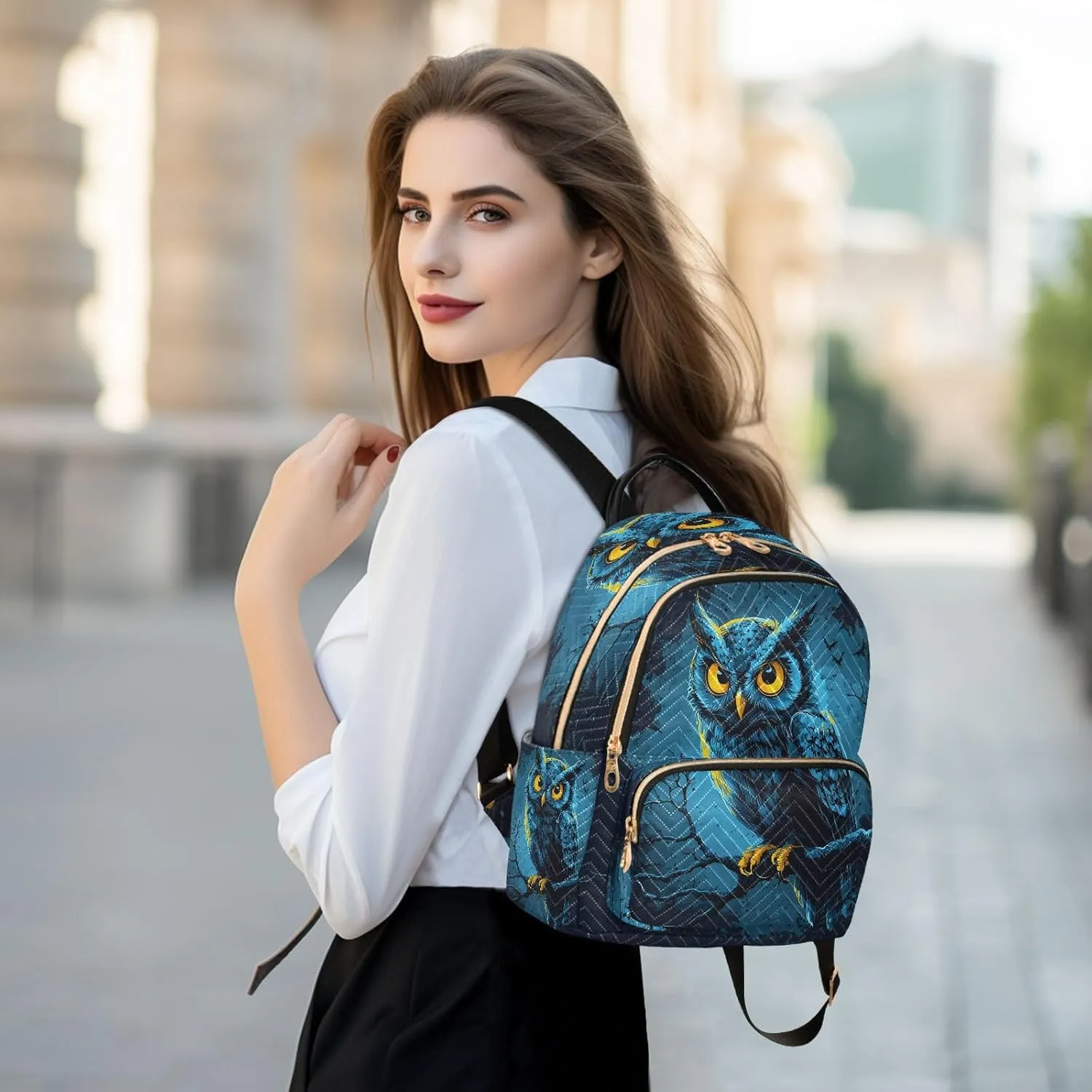 SUABO Fierce-looking Owl Backpack Purse Ladies Rucksack Travel Shoulder Bag Casual Daily Backpack
