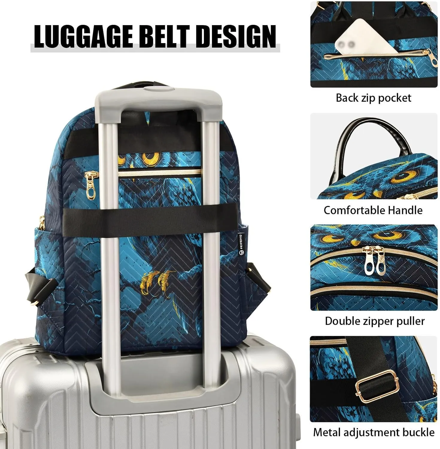 SUABO Fierce-looking Owl Backpack Purse Ladies Rucksack Travel Shoulder Bag Casual Daily Backpack