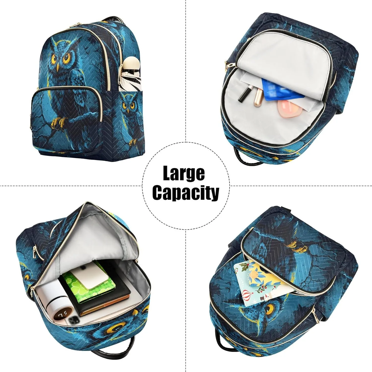 SUABO Fierce-looking Owl Backpack Purse Ladies Rucksack Travel Shoulder Bag Casual Daily Backpack