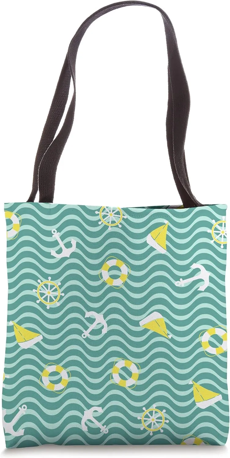 Summer Carryall, Nautical pattern beach Tote Bag