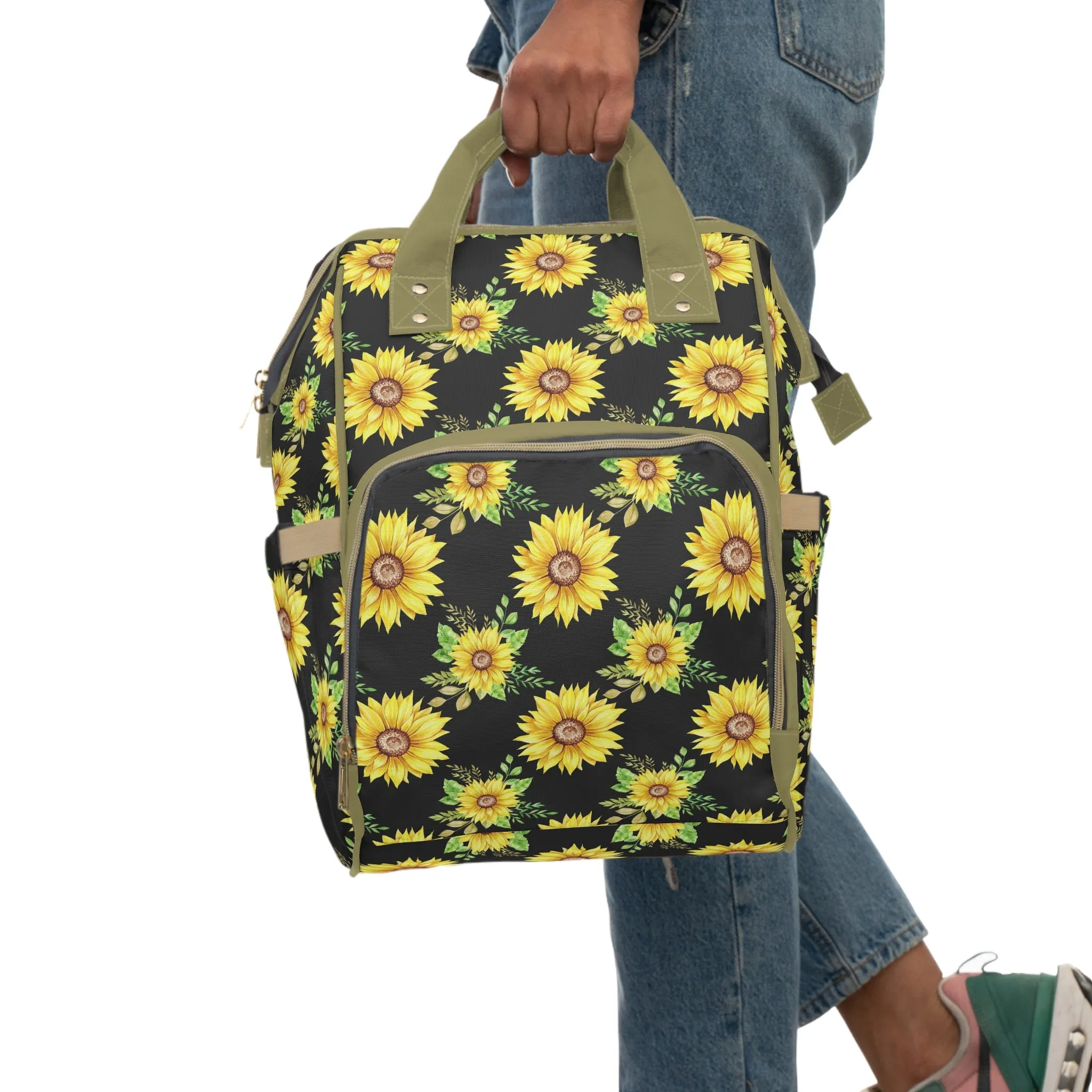 Sunflower Diaper Backpack - Bright & Multifunctional Baby Bag with Sunflower Design, Perfect for Nature-Loving Parents