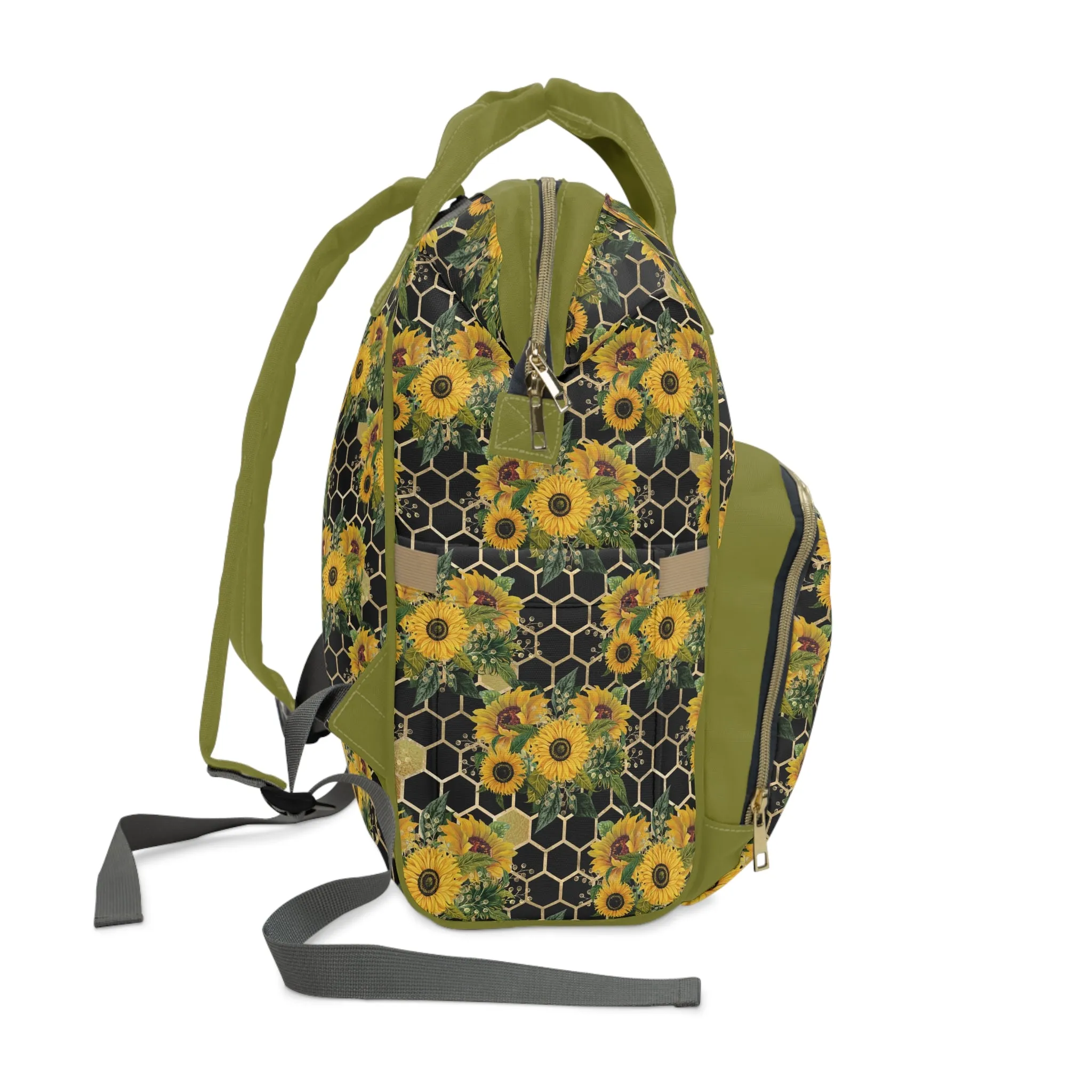 Sunflower Diaper Backpack - Bright & Multifunctional Baby Bag with Sunflower Design, Perfect for Nature-Loving Parents