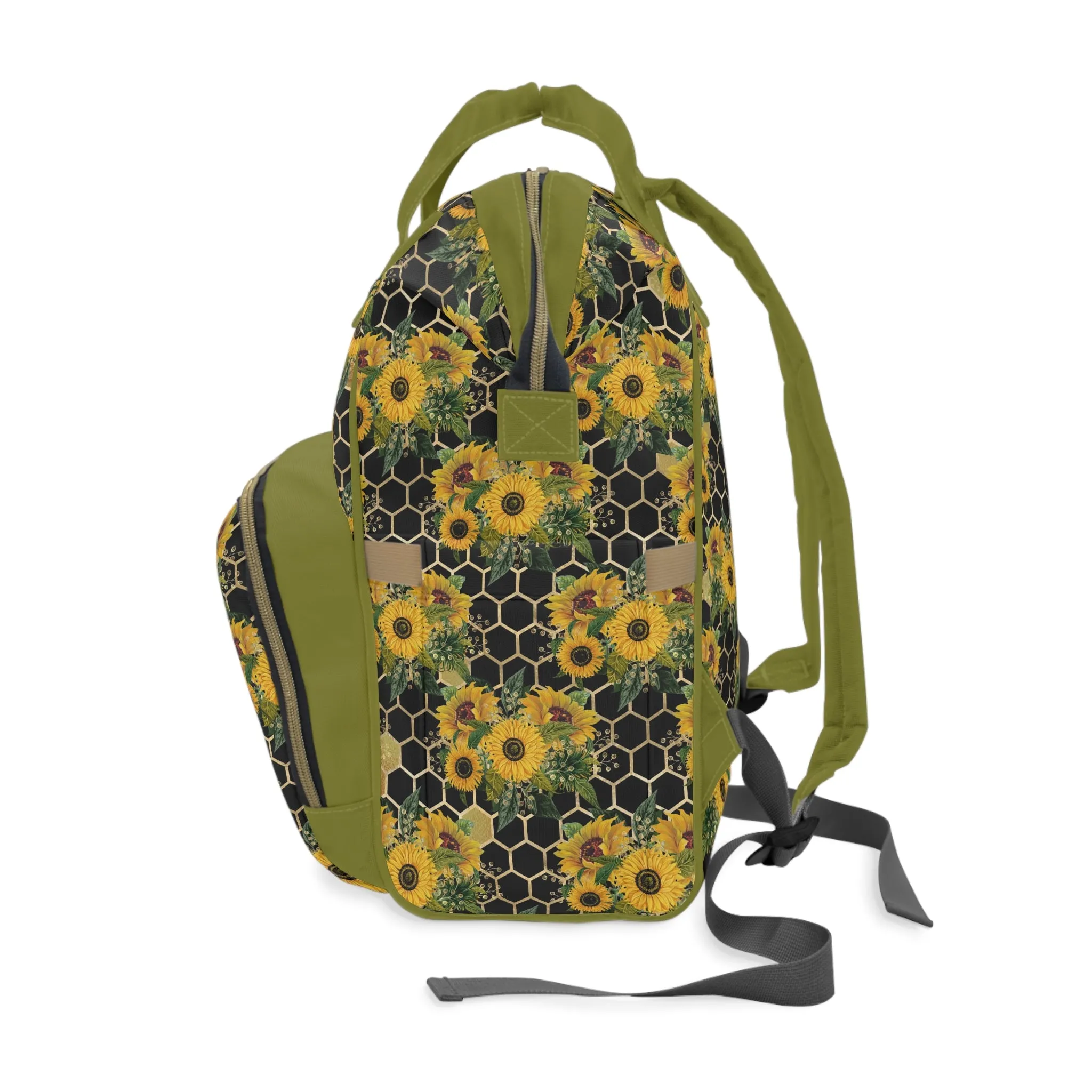 Sunflower Diaper Backpack - Bright & Multifunctional Baby Bag with Sunflower Design, Perfect for Nature-Loving Parents