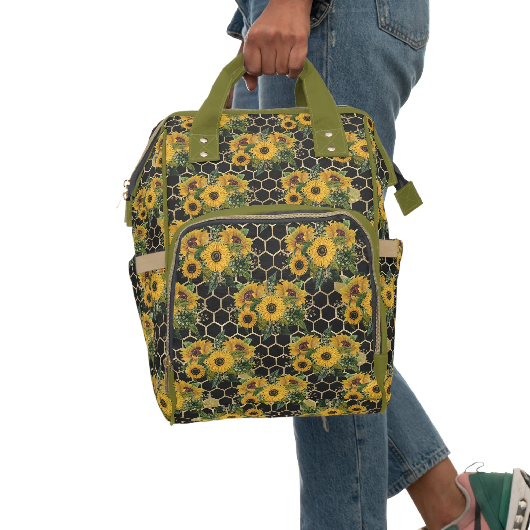 Sunflower Diaper Backpack - Bright & Multifunctional Baby Bag with Sunflower Design, Perfect for Nature-Loving Parents