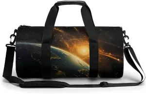 Sunrise View of The Planet Earth from Space Print Gym Sport Bag Travel Duffel Bags Weekender Carry on Tote Bags for Women Men