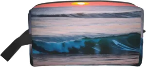 Sunset and Sunrise with Ocean Sea Waves Print Toiletries Makeup and Daily Essentials Large Capacity Zippered Storage Travel Bag