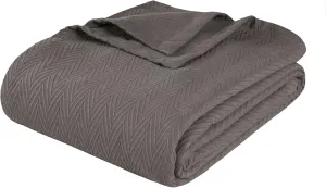 Superior Metro All-Season Cotton Blanket, Woven Blanket for Couch, Bed, Bedding, Farmhouse, Home Essentials, Cute and Cozy Bohemian Blankets, Herringbone Weave, King, Charcoal