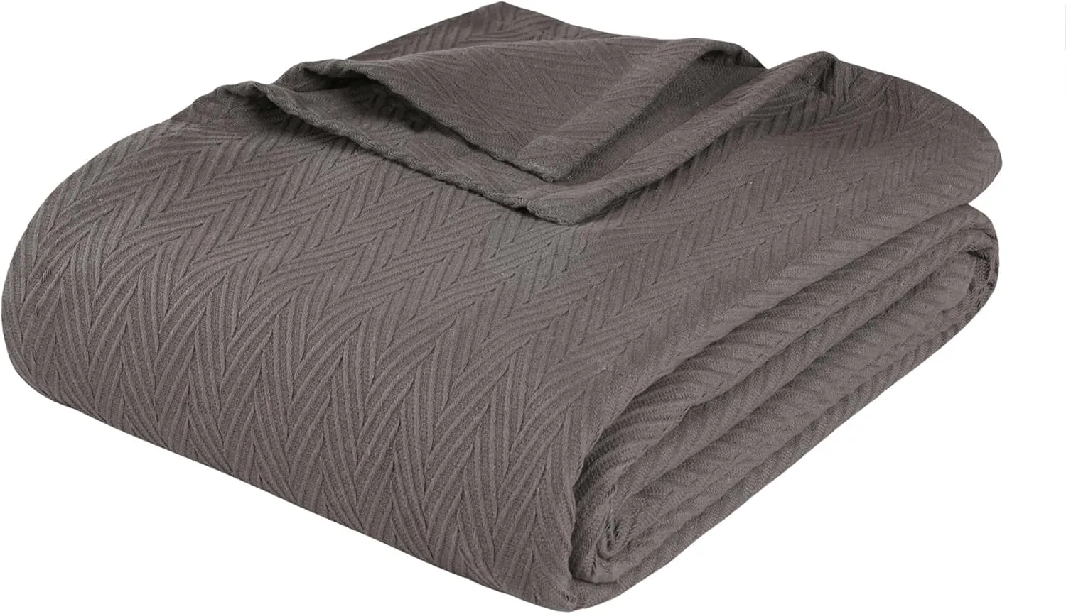 Superior Metro All-Season Cotton Blanket, Woven Blanket for Couch, Bed, Bedding, Farmhouse, Home Essentials, Cute and Cozy Bohemian Blankets, Herringbone Weave, King, Charcoal