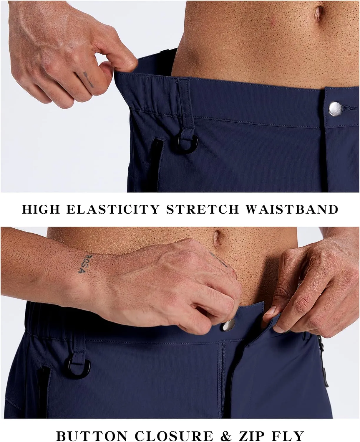 Susclude Hiking Cargo Shorts for Men Quick Dry Stretch Mens Hybrid Shorts with 5 Zipper Pockets for Golf Running