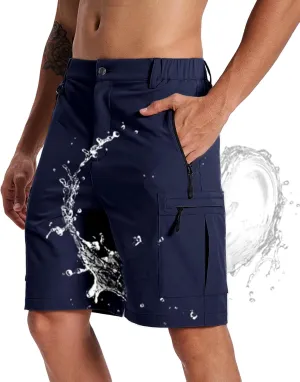 Susclude Hiking Cargo Shorts for Men Quick Dry Stretch Mens Hybrid Shorts with 5 Zipper Pockets for Golf Running