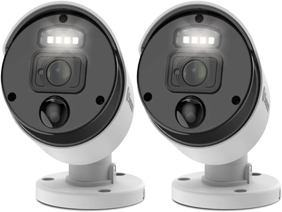 Swann 2 Pack Add-On NVR Master Series Bullet Security Camera with 4K Ultra HD Video, Indoor or Outdoor Design, Dusk to Dawn Color Night Vision Plus True Detect Heat and Motion Detection