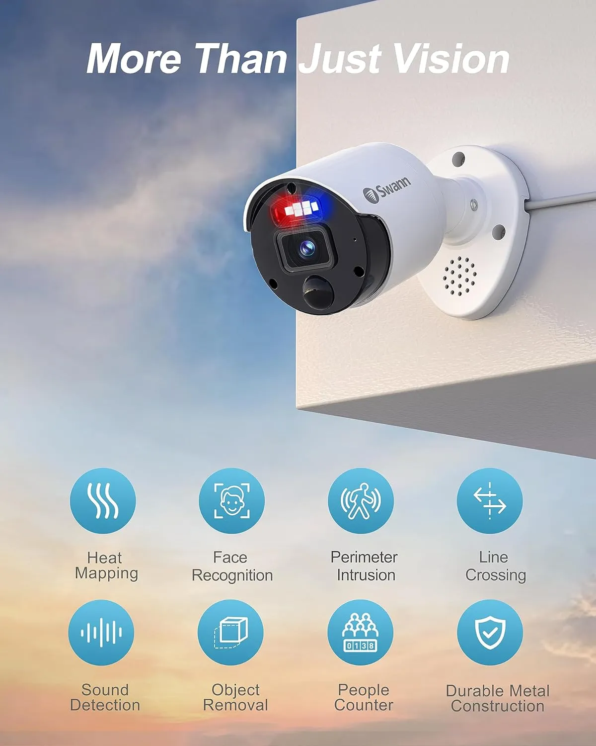 SWANN Pro 4K Ultra HD 16 Channel Security Camera System, 2TB NVR, 12 PoE IP 4K Cameras Outdoor, 8MP Wired Surveillance CCTV, Heat Motion Vehicle Detection, LED Lights, 24/7 Recording Camera, 1689812