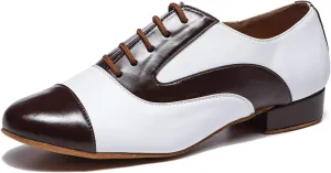 SWDZM Men's Leather Dance Shoes Standard Latin Ballroom Tango Modern Professional Practice Dance Shoes
