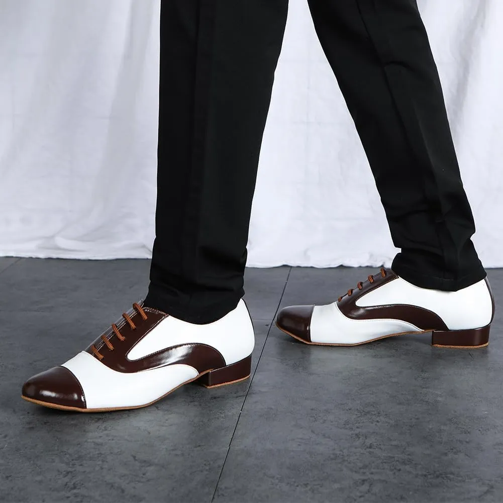 SWDZM Men's Leather Dance Shoes Standard Latin Ballroom Tango Modern Professional Practice Dance Shoes