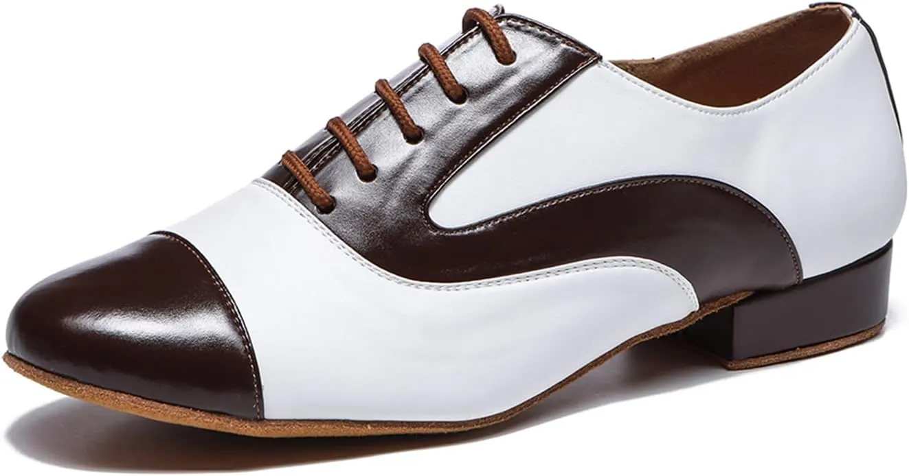 SWDZM Men's Leather Dance Shoes Standard Latin Ballroom Tango Modern Professional Practice Dance Shoes