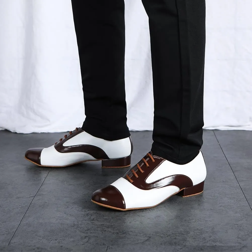 SWDZM Men's Leather Dance Shoes Standard Latin Ballroom Tango Modern Professional Practice Dance Shoes