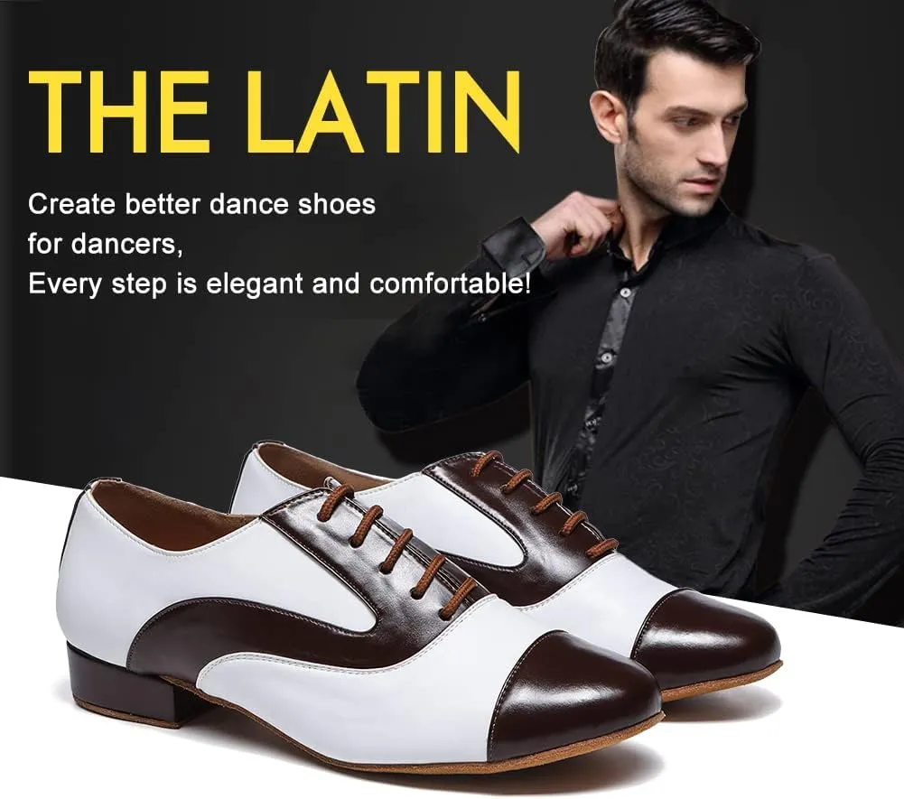 SWDZM Men's Leather Dance Shoes Standard Latin Ballroom Tango Modern Professional Practice Dance Shoes