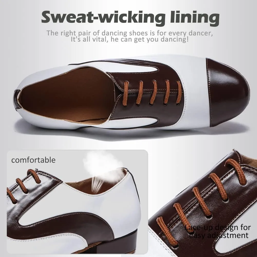 SWDZM Men's Leather Dance Shoes Standard Latin Ballroom Tango Modern Professional Practice Dance Shoes