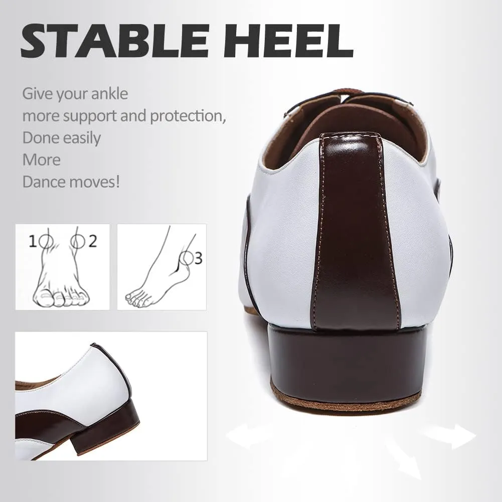 SWDZM Men's Leather Dance Shoes Standard Latin Ballroom Tango Modern Professional Practice Dance Shoes