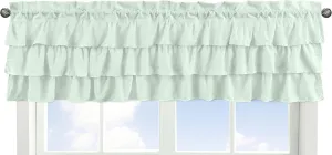 Sweet Jojo Designs Mint Green Window Treatment Valance - Solid Color Shabby Chic for Boho Watercolor Butterfly Floral Collection Tiered Ruffles Ruffled