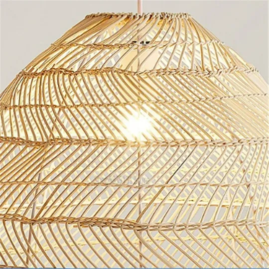 Taavita Large Vintage Rattan Pendant Lamp Shade - Woven Rattan Hanging Lamp - Rattan Lampshade
