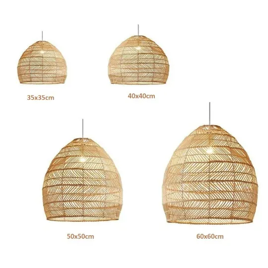 Taavita Large Vintage Rattan Pendant Lamp Shade - Woven Rattan Hanging Lamp - Rattan Lampshade