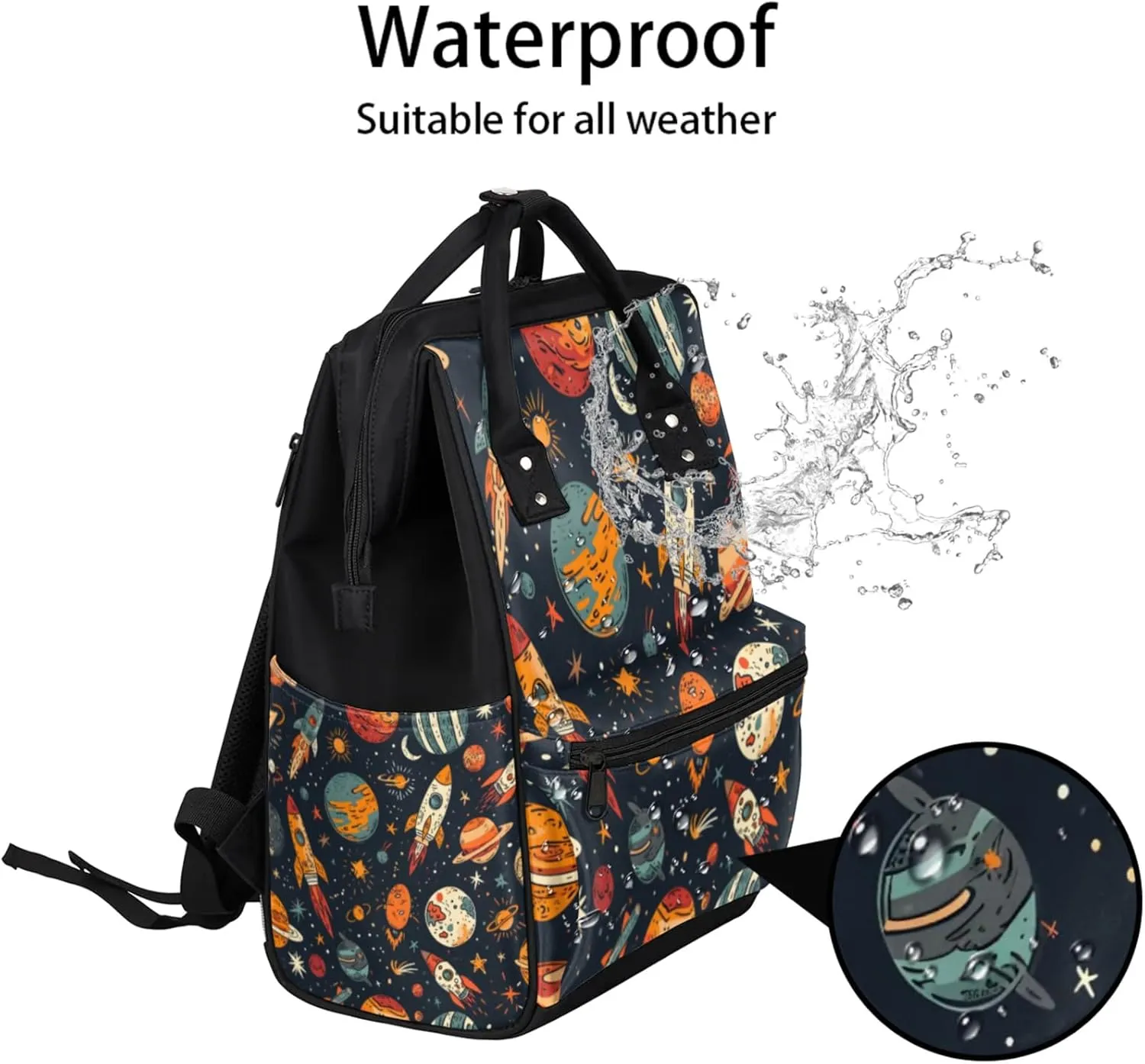 Tavisto Dreamy Space Voyage Double Shoulder Mommy Bag for Women, Polyester Large Capacity Diaper Backpack with Multi Pockets, Waterproof Adjustable Straps Diaper Bag for Moms Dads, 11''×7''×15.7''