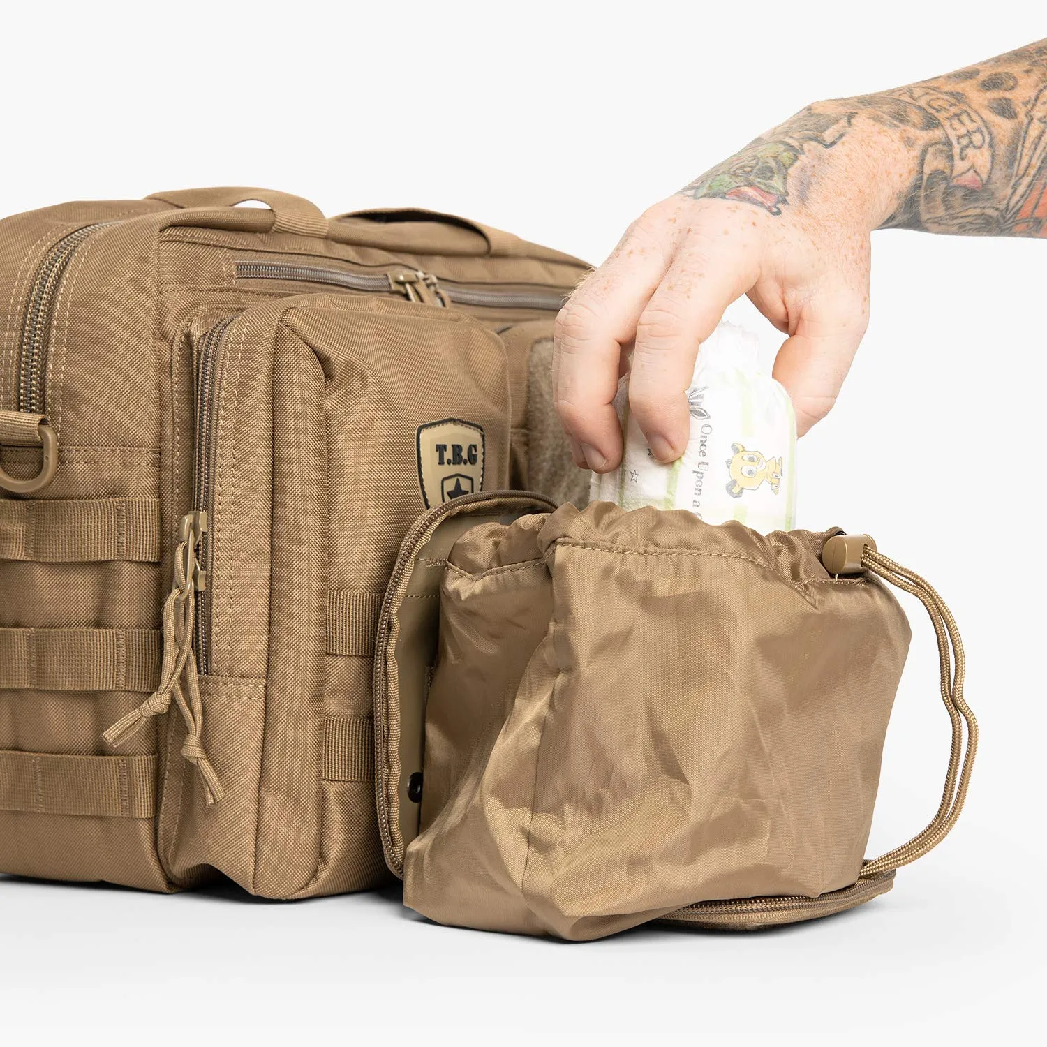 TBG - Dirty Diaper Dump Pouch for Tactical Diaper Bag - Removable & Washable (Coyote Brown)