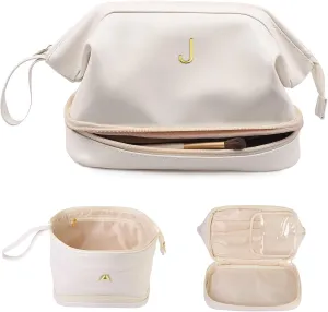 Teacher Appreciation Gifts, Makeup Bag for Women, Personalized Double Layer Cosmetic Bag with Makeup Brush Organizer, Travel Toiletry Bag Gift Gift for Mom, Personalized Graduation Gift